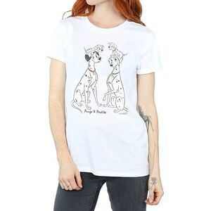 101 Dalmatians Womens/Ladies Pongo And Perdita Cotton Boyfriend T-Shirt / White